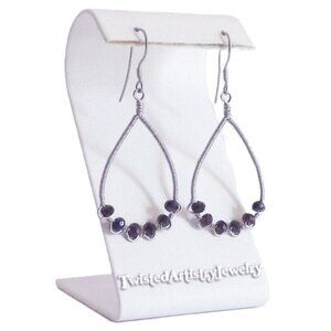 Silver and Black Teardrop Earrings